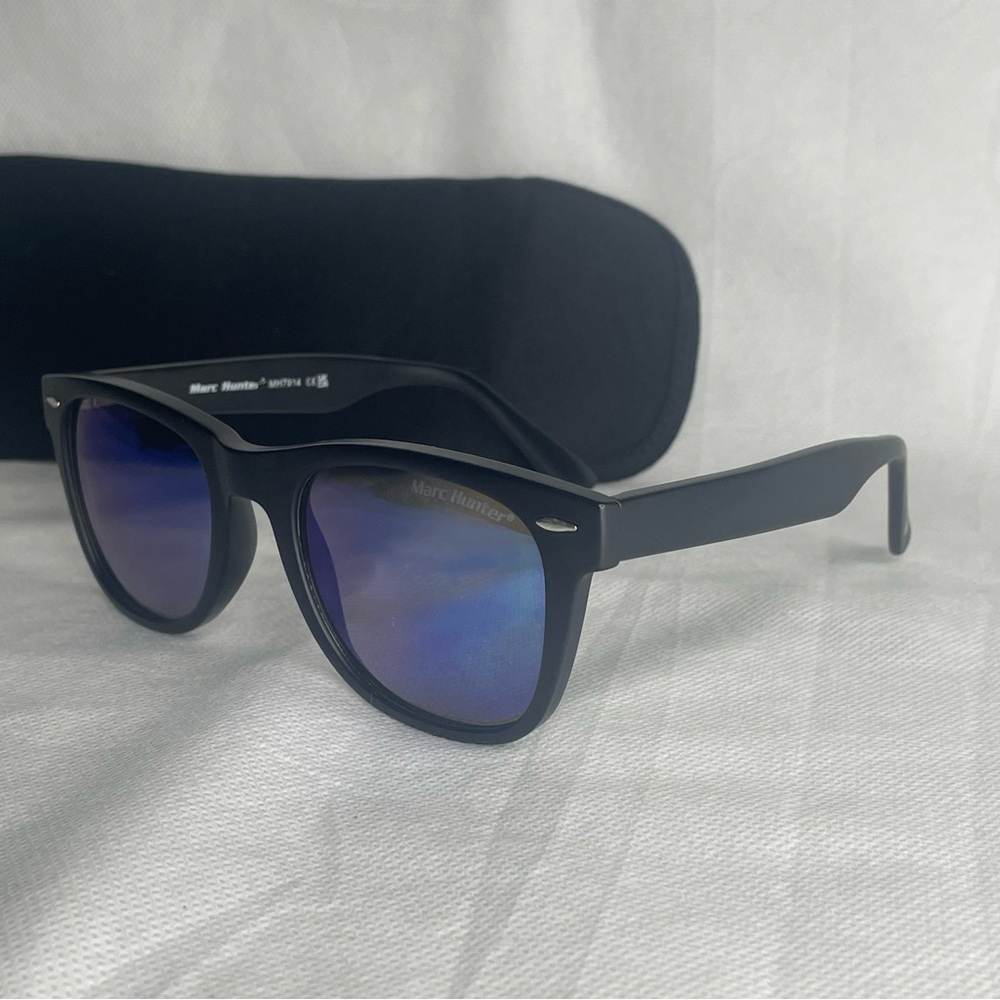 Marc Hunter Classic Designer Sunglasses Matte Black Mirror Lens MH7914 52/21/145